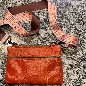 Brown crossbody clutch